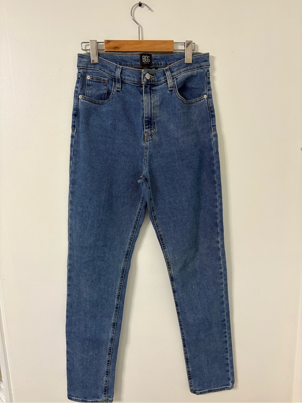 BDG Women's High-Rise Tapered Jeans in Classic Blue Denim